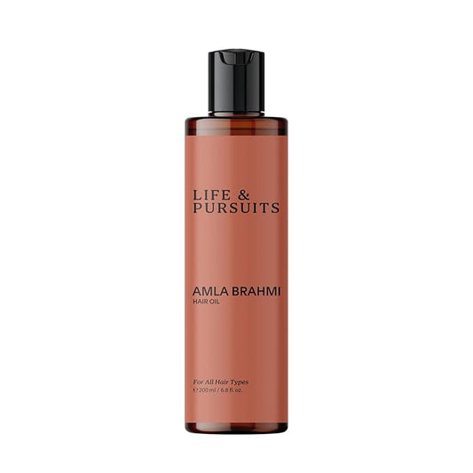 Life & Pursuits Amla Brahmi Oil for Healthy Hair & Scalp - 6.8 Oz Natural, Indian Ayurveda Blend with Coconut, Castor, Sesame, Triphala, Gotukola