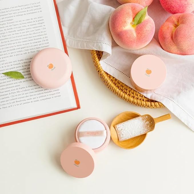 SKINFOOD Peach Cotton Pore Blur Pact - Sebum Control Pack with Silky Texture - Long Lasting Makeup Fixing - Pore Primer with Mineral Powder for Oily Skin - Stocking Stuffers - Pore Quick Minimizer