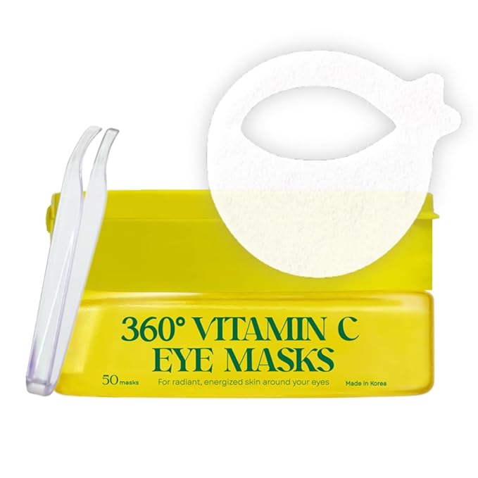 SOMISOME 360° Vitamin C Eye Masks – Korean Under Eye Patches for Puffy Eyes & Dark Circles, Lifting Eye Tone Up with Niacinamide & Bakuchiol, Hydrating and Soothing 50 Masks