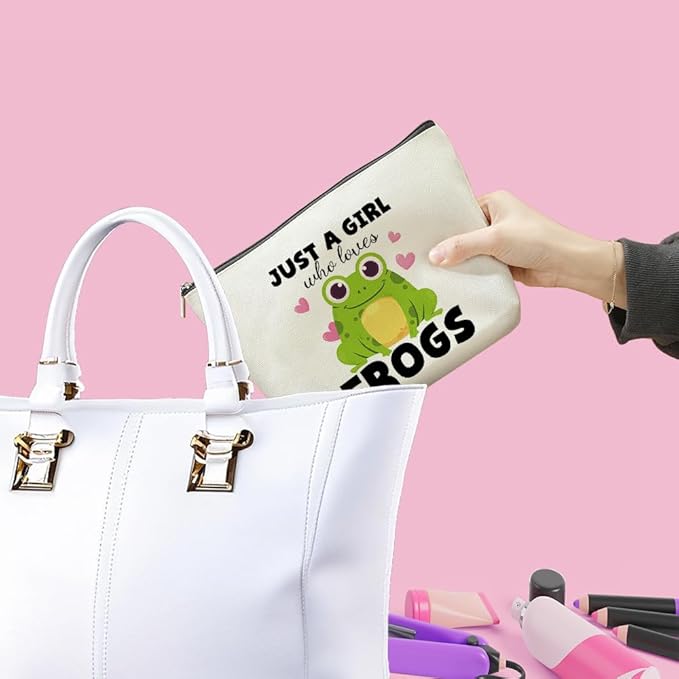 Cute Frog Makeup Bag Frog Gifts Funny Frog Lover Gifts for Women Cosmetic Bag Frog Stuff Birthday Graduation Gifts for Animal Lovers Girls Sister Daughter Niece Christmas Mothers Day Toiletry Bag