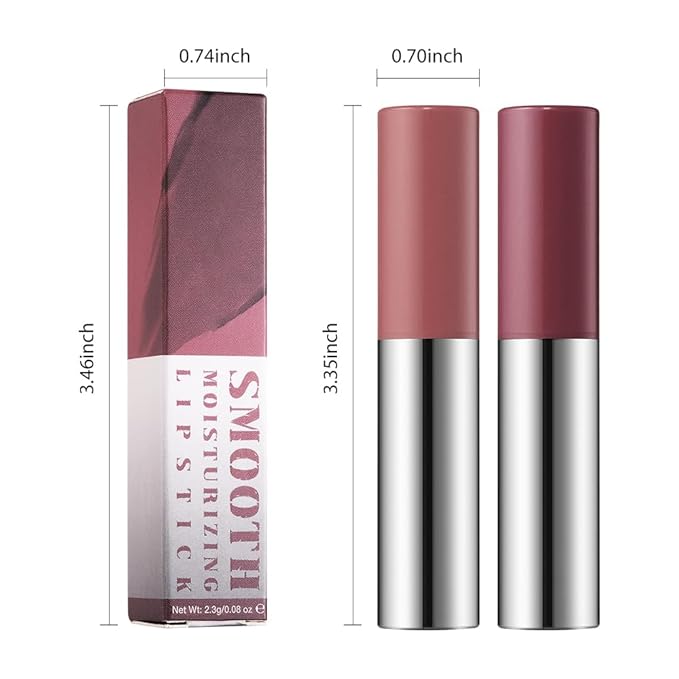 IATMOMOD 2Pcs Long Lasting Matte Lipstick Crayon Set, Waterproof Velvet Lip Liner Pencil, High Pigment Non-Drying 24H Cruelty-free Lip Makeup