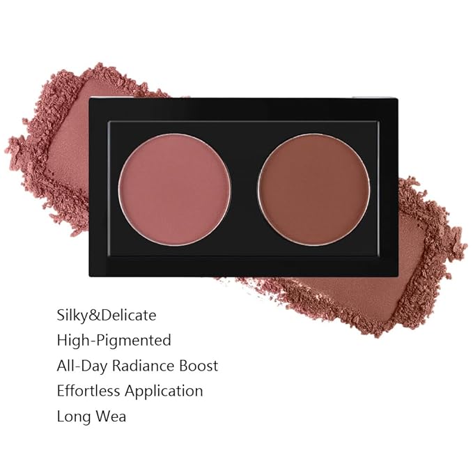 Duo Eye Shadow Powder，Taupe Plum&Brown Matte Eyeshadow Makeup Palette，Neutral Shades Eyeshadow Palette for Woman Daily Eyes Looks，Highly Pigmented，Smooth, Blendable，sombras de ojos, Cruelty-Free 02