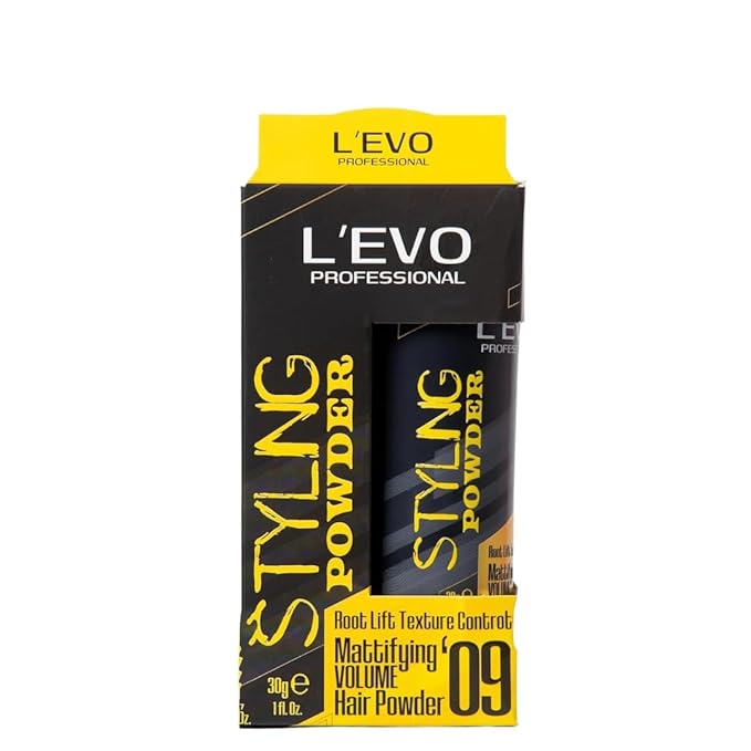 L'EVO PROFESSIONAL Mattifying Volume Hair Powder, Root Lift Texture Control, Style Powder 09, Black, 1 fl. oz., for All Hair Types, Professional Styling