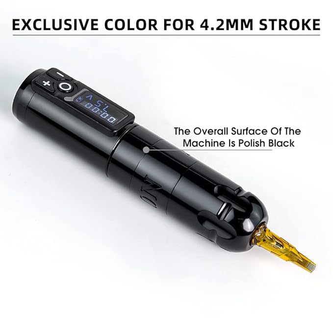 Ambition Soldier Rotary Battery Pen with Extra Battery Tattoo Cartridge Machine 2400mAh Wireless Power Coreless Motor Digital LED Display Tattoo Equipment Supply (Polish Black)