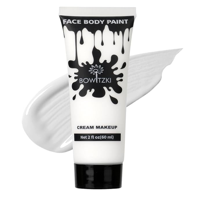 Bowitzki Face and Body Paint 2oz Cream Makeup 60ml Water Based Face Painting Special Effects For Adults Halloween Christmas Party Stage Cosplay (White)