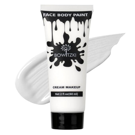 Bowitzki Face and Body Paint 2oz Cream Makeup 60ml Water Based Face Painting Special Effects For Adults Halloween Christmas Party Stage Cosplay (White)
