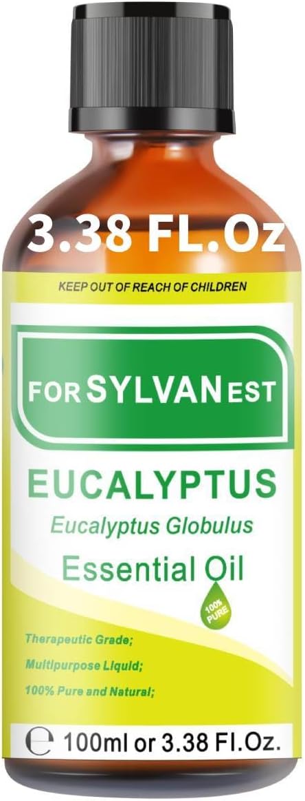 Eucalyptus Oil 3.38FL OZ/100ml, 100% Natural Eucalyptus Essential Oil Therapeutic Grade for Diffuser, Humidifier, Air Freshening, Home