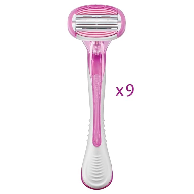 Pure Silk Contour 6 Premium Disposable Razor Value Pack Bundle (3 Packs/9 Total Razors)