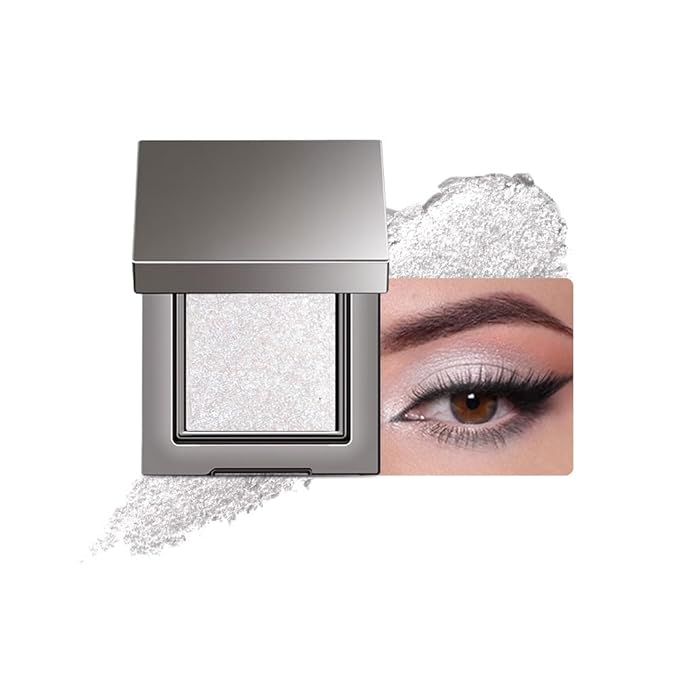 Matte Neutral Single Eye Shadow Palettes Eye Makeup, White Glitter Cream Eyeshadow Palette Makeup, High Pigment Waterproof Nudes Eye Shadow Palettes, For Older Women(01#, Pack of 1)