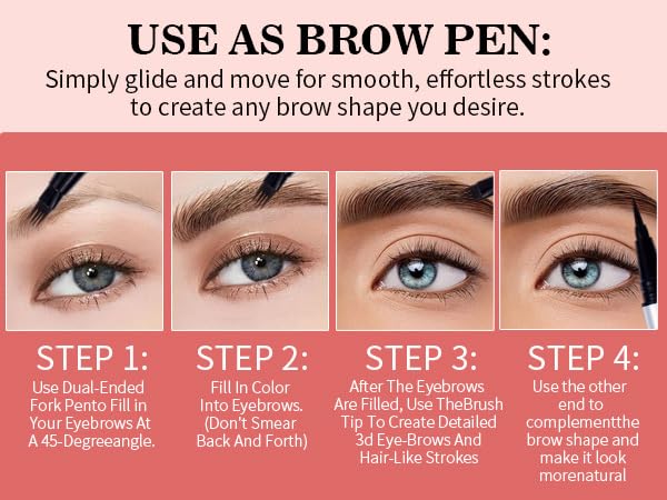 2-in-1 Brow Pen & Liquid Eyeliner – Waterproof Brow Pencil with Fine Microblading Tip, Natural Hair-Like Strokes, Long Lasting, Smudge-Proof Dual-Ended Design(01 LIGHT BROWNS)