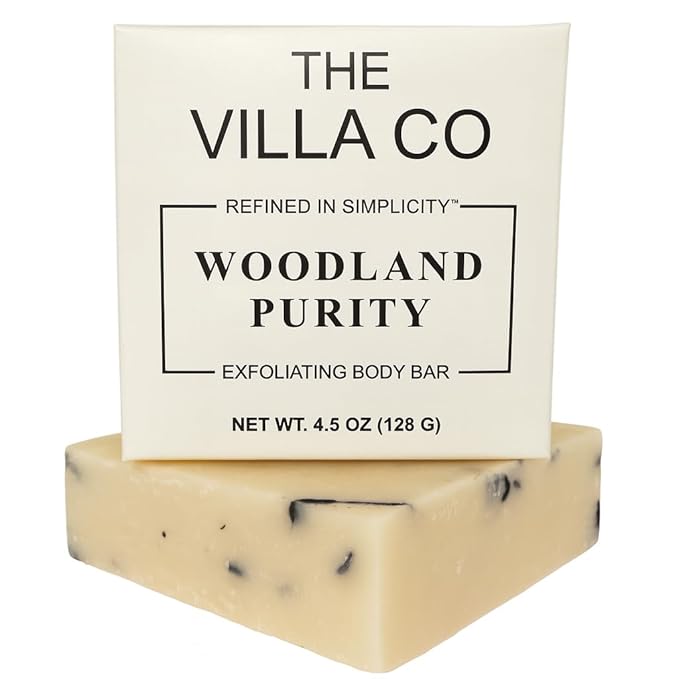 The Villa Co - Woodland Purity | 4.5oz Exfoliating Body Bar for Men | Artisan Made in USA | Natural Ingredients | Activated Charcoal