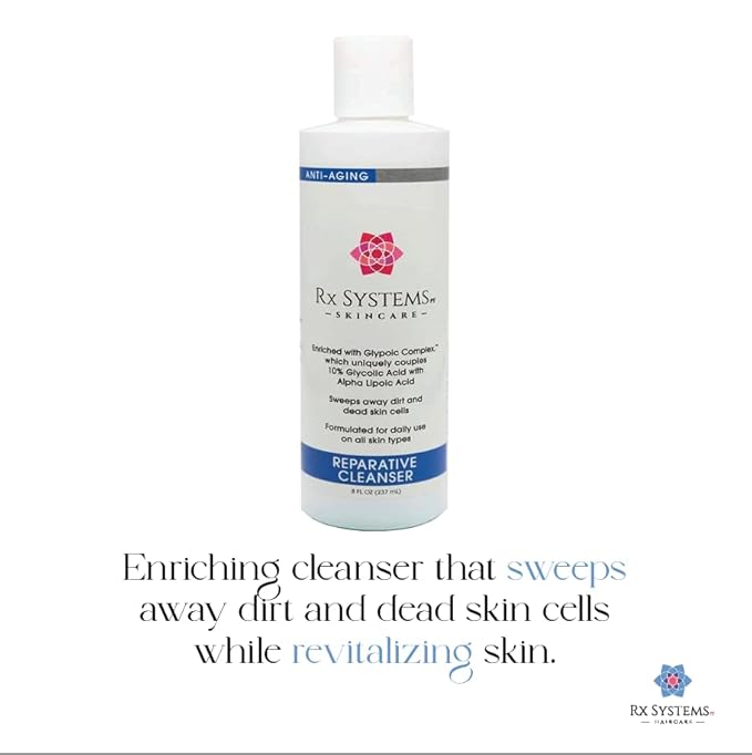 Rx Systems PF Reparative Facial Cleanser 8 oz, Repairs Skin, Clears away Oil and Dirt Build Up, Prevents Acne and Clogged Pores