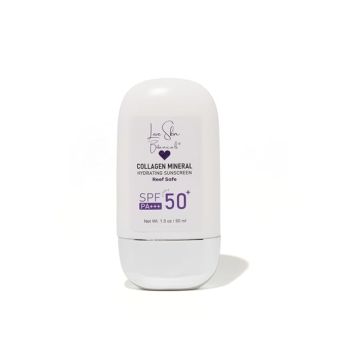 Love Skin Botanicals Collagen Mineral Sunscreen SPF 50 PA+++ – Clear-No Tint | 100% Mineral, Reef-Safe, Chemical-Free, Unscented, Daily Face Sunscreen