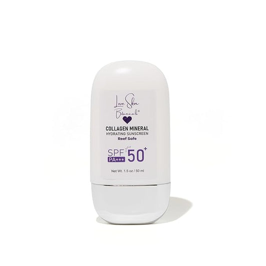 Love Skin Botanicals Collagen Mineral Sunscreen SPF 50 PA+++ – Clear-No Tint | 100% Mineral, Reef-Safe, Chemical-Free, Unscented, Daily Face Sunscreen