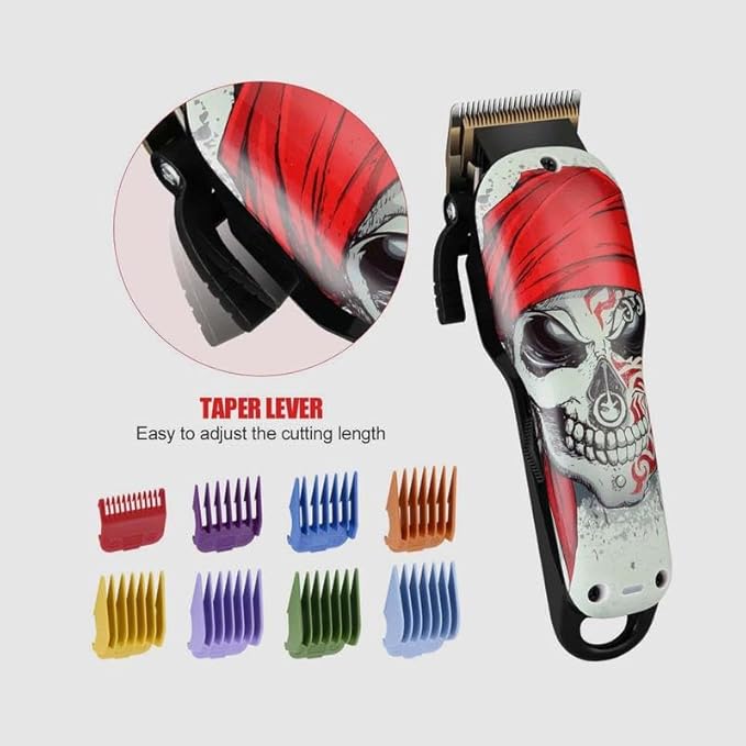 Professional Cordless Hair Clipper for Men, 2-Speed Motor, 2000mAh Battery, 8 Color-Coded Guides for Precision Cuts