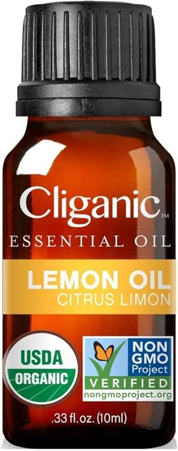 Cliganic USDA Organic Lemon Essential Oil, 100% Pure & Natural | Undiluted, for Aromatherapy, Household Cleaning | Non-GMO Verified (Packaging May Vary)