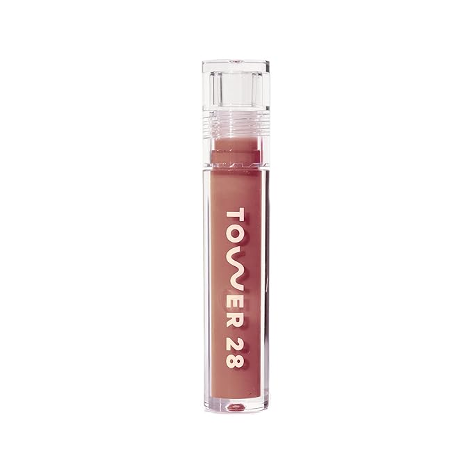 Tower 28 ShineOn Milky Lip Jelly, CASHEW, Non-Sticky, Hydrating Vegan Lip Gloss in Milky Rosy Brown, Apricot and Raspberry Seed Oil, Moisturizing, Clean, Cruelty Free