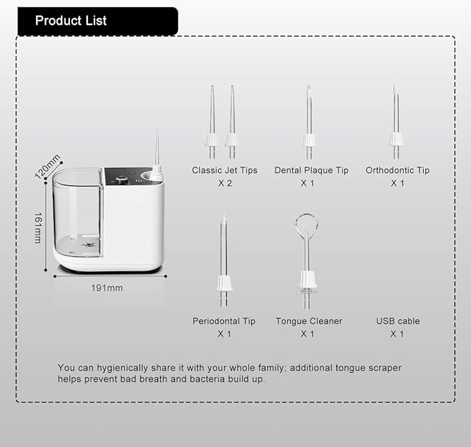 Upgraded Version 900ML Large Capacity Countertop Water Flosser, Aquarius Water Flosser Professional with UV Sanitizer Light, Oral Irrigator for Teeth, Gums, Braces, Dental Care