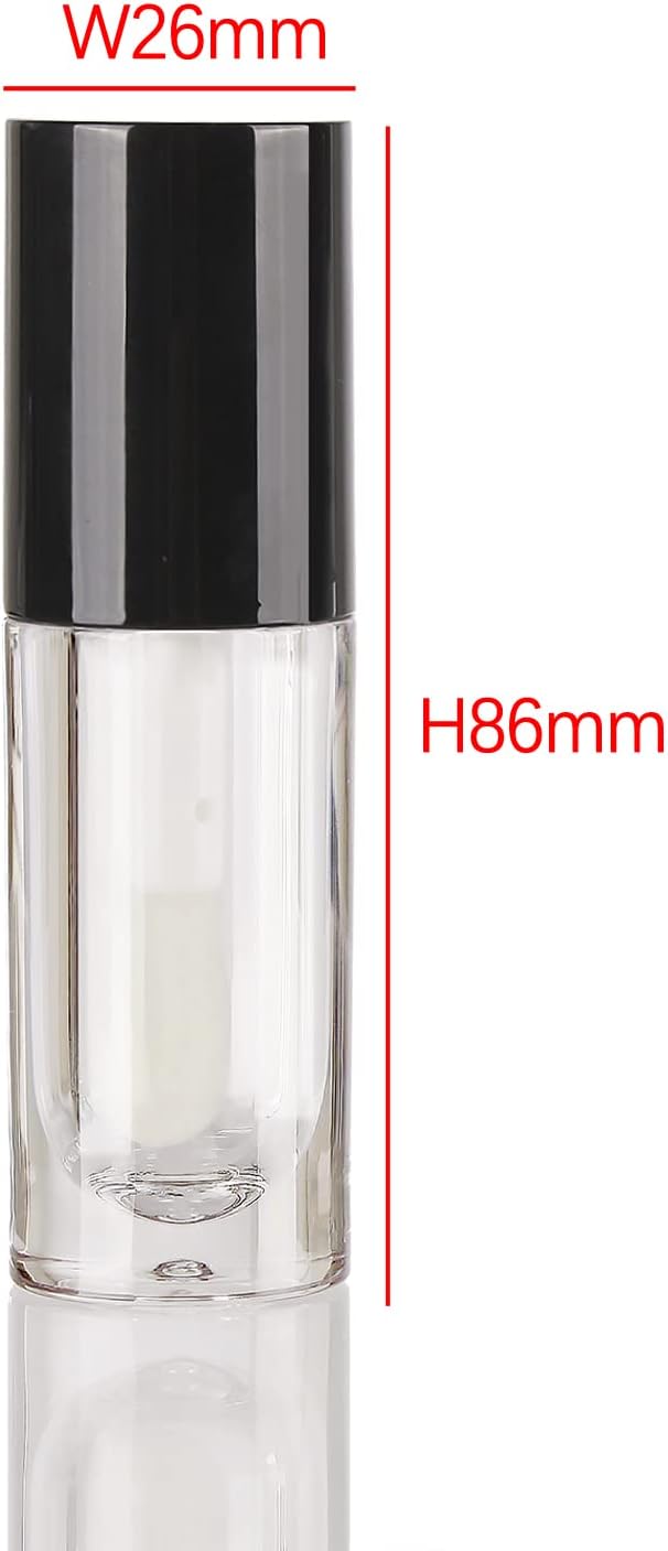 COSIDEA 14pcs Empty 6ml big doe foot wand Chunky lip gloss tubes for DIY lipgloss,Pink round lipgloss containers tubes with thick wand (Black)