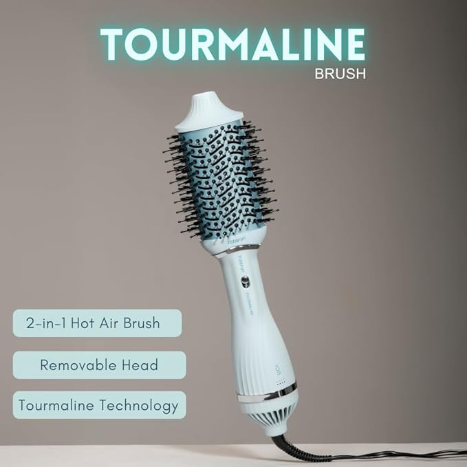 Taiff Blow Dryer Brush | 2 in 1 Hot Air Brush and Hair Dryer with Tourmaline and Ionic Technology | 1200W Fast Drying DC Motor | Removable Head | Hair Styling Tool for Smooth Frizz Free