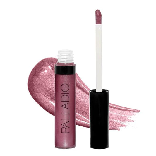 Palladio Lip Gloss, Non-Sticky Lip Gloss, Contains Vitamin E and Aloe, Offers Intense Color and Moisturization, Minimizes Lip Wrinkles, Softens Lips with Beautiful Shiny Finish, Icy Mauve