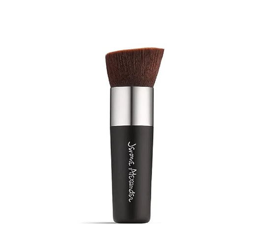 Jerome Alexander Angled Kabuki Foundation Brush (Black) - Flat Top Buffer Brush for Seamless Blending of Liquid, Cream & Powder Makeup - Buildable Coverage Without Caking - Pro Vegan Bristles