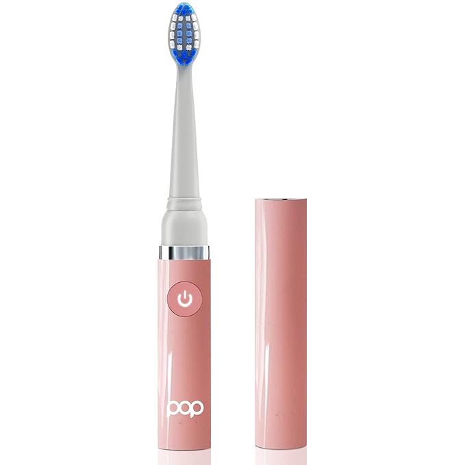 Pop Sonic Electric Toothbrush (Pastel Pink) - Travel Toothbrushes w/AAA Battery | Kids Electric Toothbrushes with 2 Speed & 15,000-30,000 Strokes/Minute, Dupont Nylon Bristles