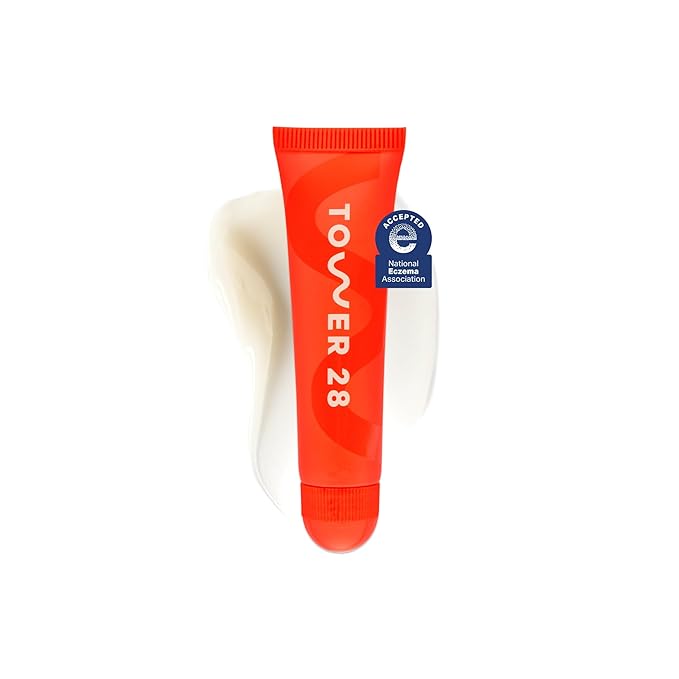 Tower 28 LipSoftie Hydrating Lip Treatment Balm, Moisturizing Lip Mask for Chapped Lips - SOS Vanilla Flavor, Clear Gloss