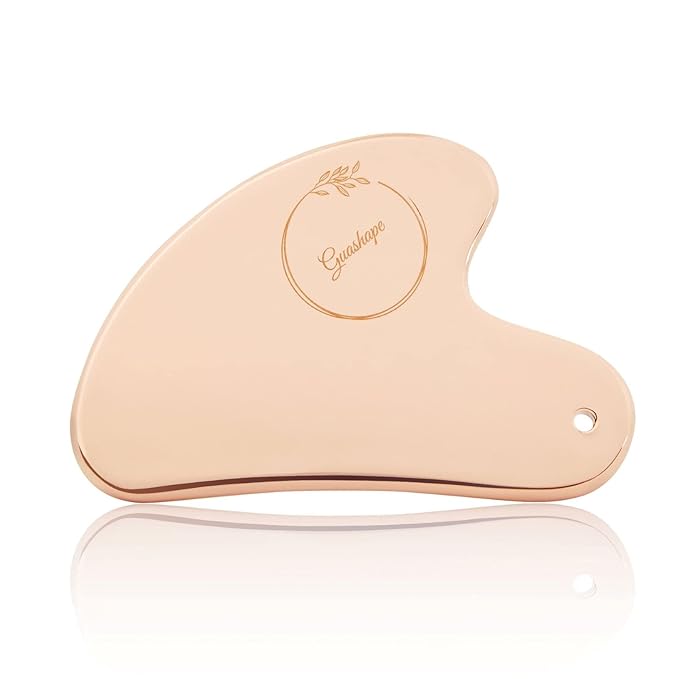 Stainless Steel Gua Sha Facial Tools | Guasha Tool for Face in Rose Gold for Sculpting, Shaping, Reduce Puffiness, Tension Relief