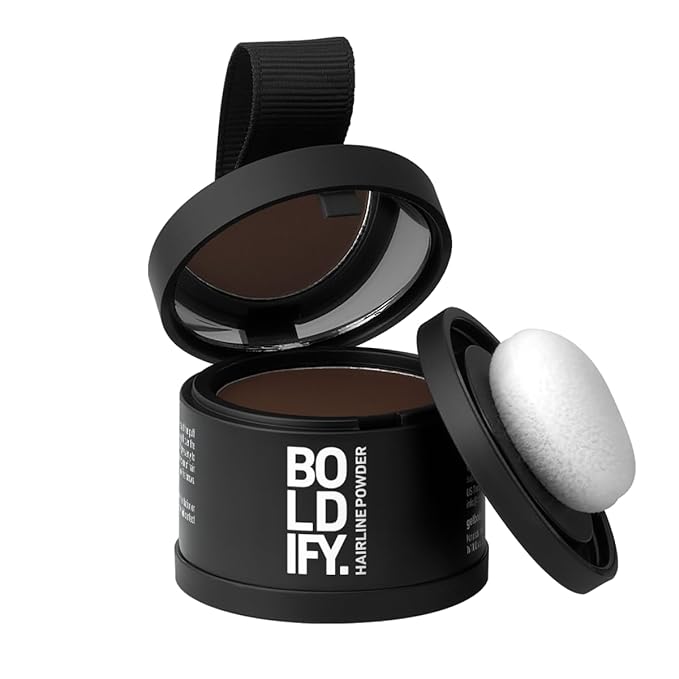 BOLDIFY Hairline Powder - Root Touch Up Hair Color for Gray Coverage - Bald Spot Concealing Hair Powder for Women & Men - 24-Hour Stain-Proof - Hazel Brown