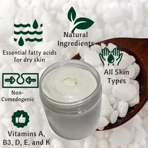 AJOMED COSMETICS Tallow and goat milklBody Butter, Natural Moisturizing Cream for Dry, Itchy, Cracked Skin, Handmade Diaper Rash (Unscented)
