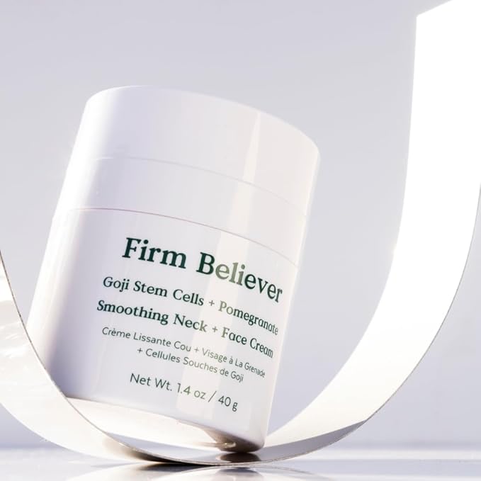 Three Ships - Firm Believer Goji Stem Cell + Pomegranate Smoothing Neck + Face Cream | Moisturize, Smooth, Tone Skin | Cruelty-Free, Vegan, Paraben-Free, Sensitive Skin Safe (1.4 oz | 40 g)