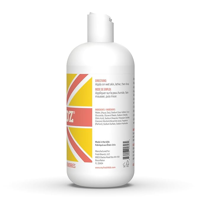 Fresh Kidz Body Wash for Kids and Teens - Gentle Bath and Shower Cleanser for All Skin Types - Girls "Coral", 16.9 Fl.Oz.