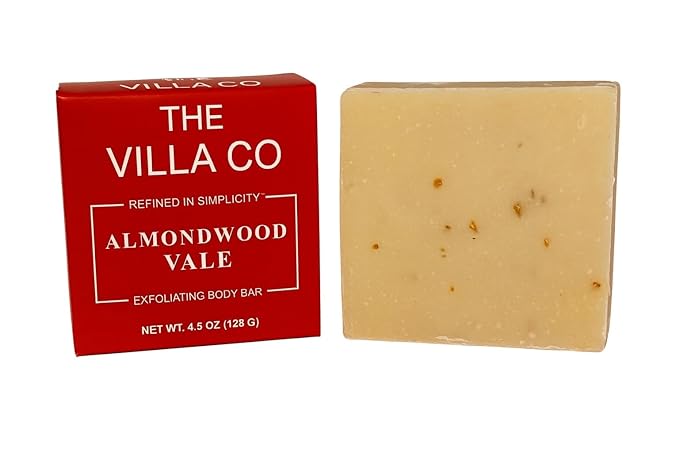 The Villa Co - Almondwood Vale | 4.5oz Exfoliating Body Bar for Women & Men | Artisan Made in USA | Natural Ingredients