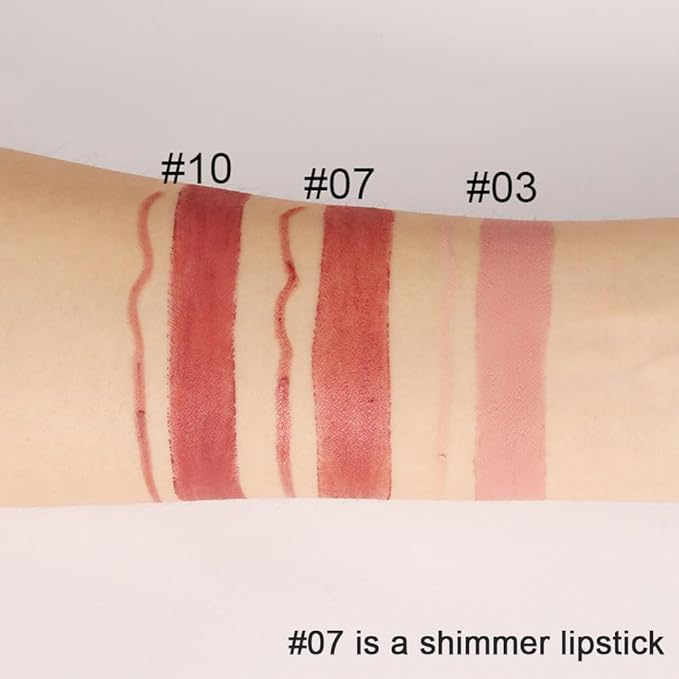 2-in-1 Rose Gold Lip-Gloss Lip Liner & Lipstick Set Kit for Women, Matte Lips Kit with Lip Liner Lip Stains Long Lasting Waterproof 24 Hour Lipstick and Lip Liners Combo Lipliners Pencil Set 07