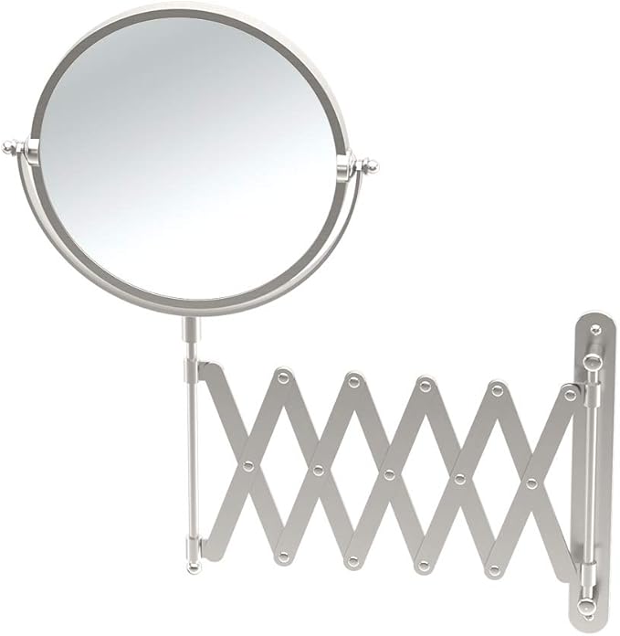 Gatco 1439SN Accordian Arm Wall Mount Mirror, Satin Nickel, 7.50"