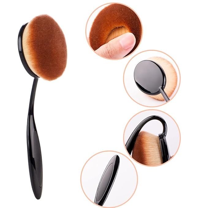Yoseng Foundation Brush For Liquid Makeup,Oval Black Large Toothbrush makeup brushes Fast Flawless Application Liquid Cream Powder Foundation（pack of 2 ）