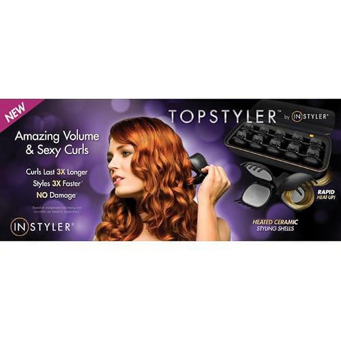 TopStyler Heated Ceramic Styling Shells – Professional Hair Curler & Wave Styler with 10 Ceramic Shells, Heat-Resistant Case & Clips for Long-Lasting Curls, Waves & Volume