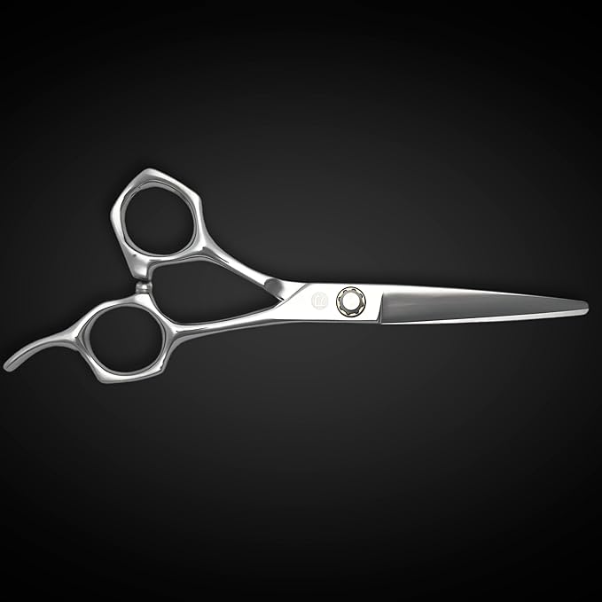 Professional Hair Cutting Scissors - 6 Inches - Convex Blade - Japanese 440C Stainless Steel - For Wet or Dry Cutting - Saki Shears Musashi For Hairdressers and Barbers