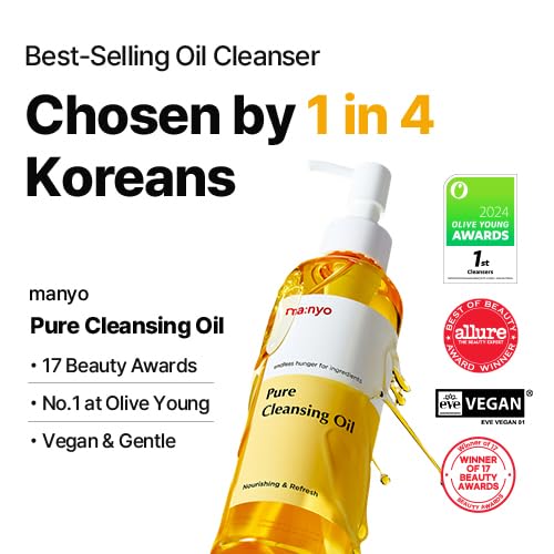 MANYO Herb Green Cleansing Oil, Gentle Makeup Remover with Natural Herbal Extracts, Artemisa, Tea Tree, Deep Cleansing & Hydrating, Suitable for All Skin Types, Korean Skincare 6.7 fl oz (200ml)