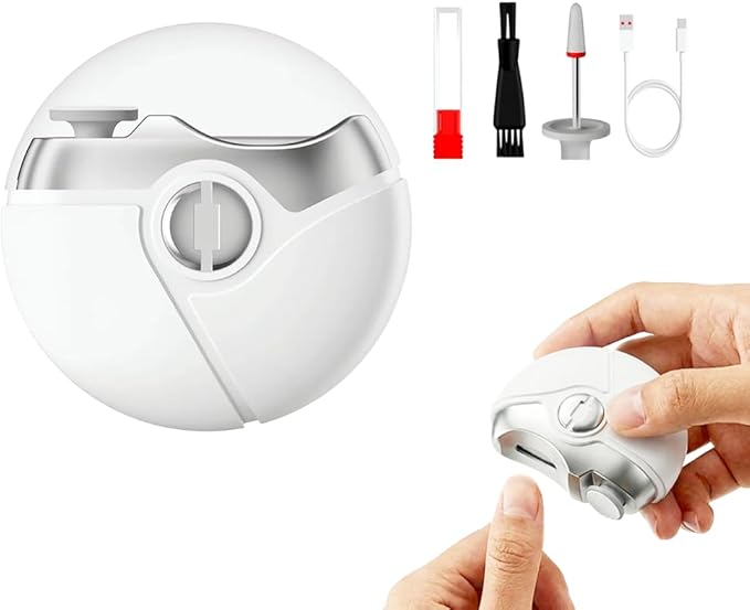 2 in 1 Electric Nail Clippers, 2026 New Polishing Automatic Fingernail Trimmer, 2 Speeds, Quiet Electric Toenail Clippers for Thick Nails, Easy Clip for Seniors, Adults and Men (White)