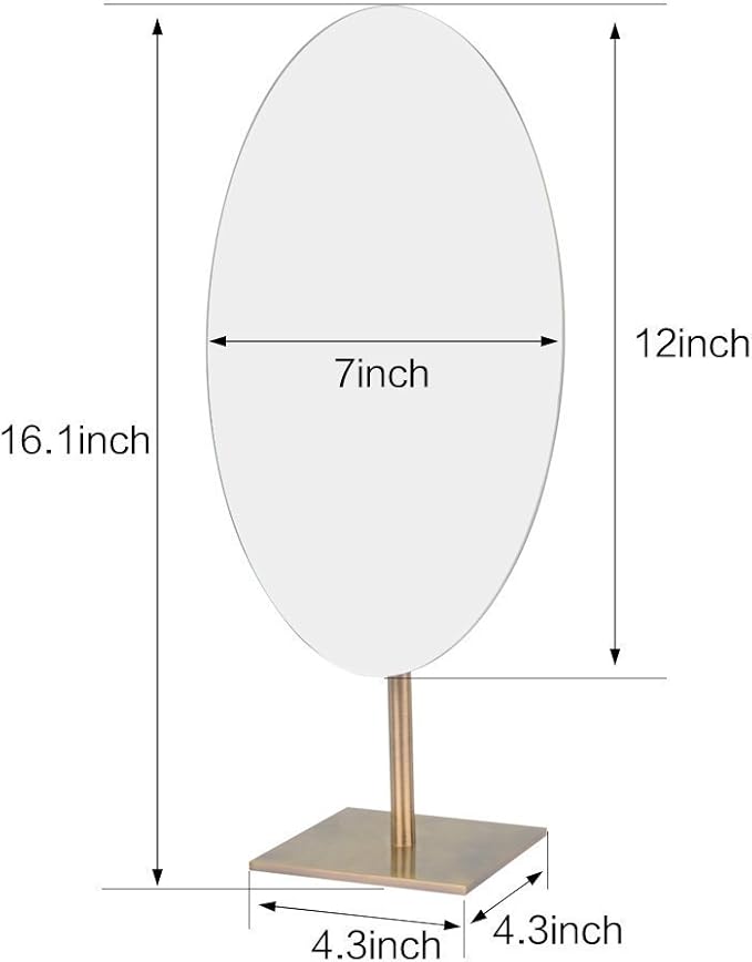 GURUN Large Oval Tabletop Vanity Mirror 7x12 Antique Brass Luxuries Makeup Mirror with Stand for Jeweller's M2017