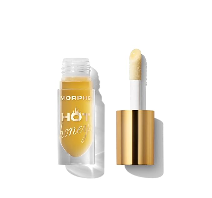 Morphe Hot Honeys Volumizing Lip Oil Plumper - Hydrating Lip Gloss for Women with Manuka Honey + Chili Extract - Makeup for Tingling Volume & Glossy Sheer Tint - Golden Rule (0.15 fl oz)