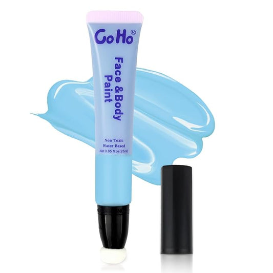 Go Ho Light Blue Face Paint Stick,Water Based Pale Blue Body Paint Washable,Smooth Face Paint Kit,Halloween Costumes Cosplay SFX Ghost Bride Sally Makeup