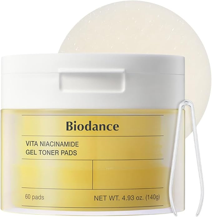 Biodance Vita Niacinamide Gel Toner Pads, Dark Spot Corrector, Evening Skin Tone, Gentle Exfoliating Toner Pads with Vitamin C, Korean Skin Care, Gifts for womenㅣ4.93 fl.oz.(140g)*60Pads
