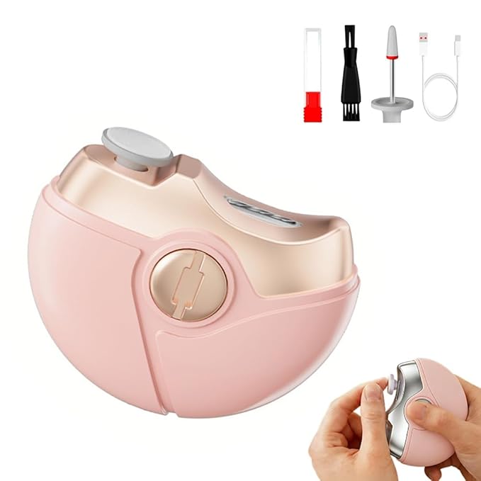 3 in 1 Electric Nail File, Nail Clippers & Trimmer with Nails Scraps Storage and 2 Adjustable Speeds, Quiet Automatic Electric Nail Grinder for Seniors Adult Baby, Nails Supplies (Pink)