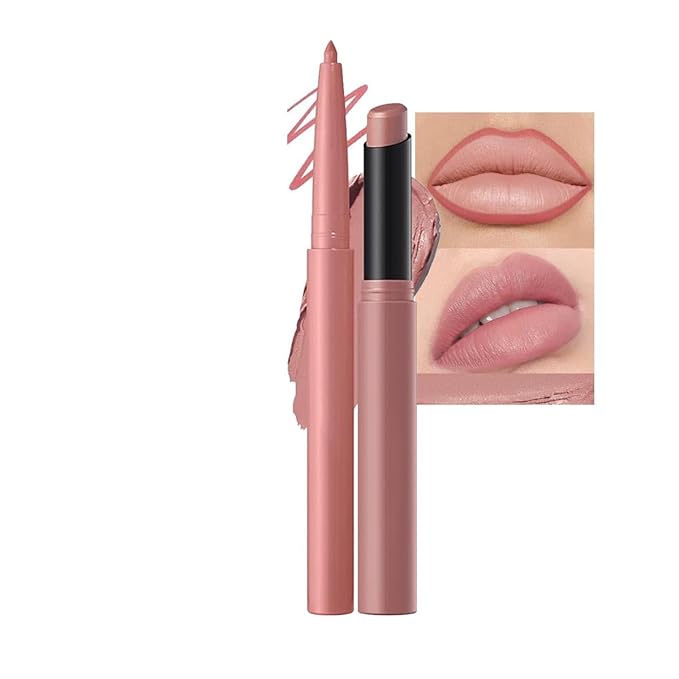 Pink Lip Liner Lipstick for Women, Lip Kit With Lip Liner Pencil Lip Stick Set, Waterproof Long Lasting Lipliner Lipstick, Transferproof Lip pencil Lip Crayon 01#