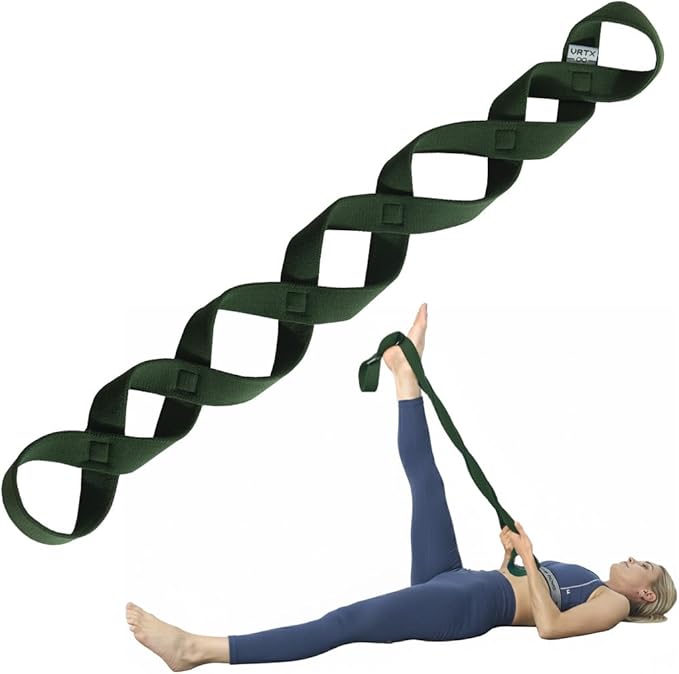VRTX Stretch Straps for Exercise | Yoga & Pilates Stretching Bands w/ 7 Loops | Resistance Bands for Fitness Workout, Home Gym, Physical Therapy | Soft Mesh Cloth, Durable – Single Pack