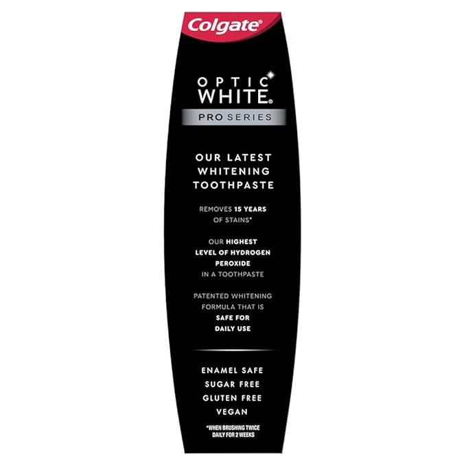 Colgate Optic White Pro Series Whitening Toothpaste with 5% Hydrogen Peroxide, Enamel Strength, 3 oz Tube