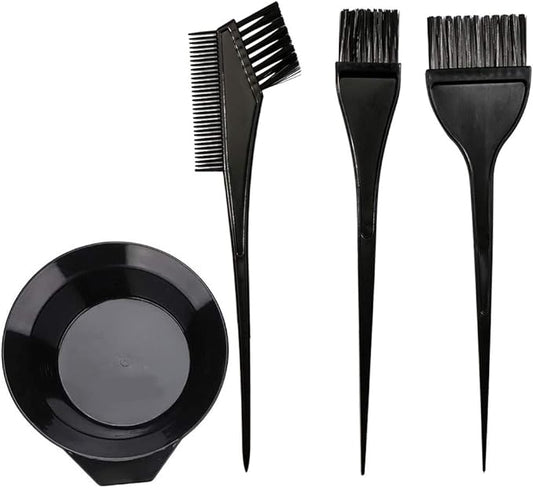 Hair Dye Color Brush and Bowl Set, Color Bowl Brushes Tool Mixing Bowl Kit Tint Comb for Hair Tint Dying Coloring Applicator (Black)